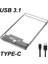 USB 2.0 USB Type-C 2.0/3.0/3.1 Şeffaf Araç Ücretsiz 2.5 Inç Gen2 10/5gbps Sata Iıı Harici Sabit Disk HDD Muhafaza SSD Kasa Kutusu Uasp (Yurt Dışından) 3
