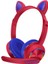 Kırmızı Kablolu Kulaklık Çocuklar Için Bilgisayar 3.5mm Jack Uzun Kablo Mikrofon ile Kedi Kulak Moda Hediyeler Stereo Dizüstü Sevimli LED Aydınlatma (Yurt Dışından) 1