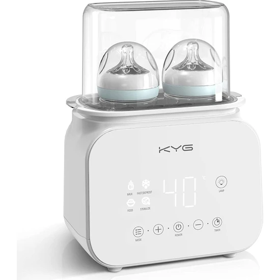 Kyg Baby Kyg 6'sı 1 Arada Şişe Isıtıcı, Buharlı Sterilizatör ve Biberon ve Bebek Maması Isıtıcısı, Buz Çözme ve Dokunmatik LCD Ekranl