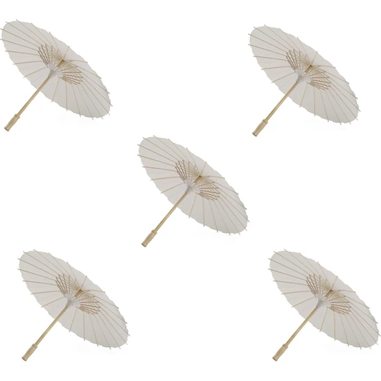 Silhouette 5 Adet Kağıt Şemsiye 60 cm - Beyaz (Yurt Dışından)