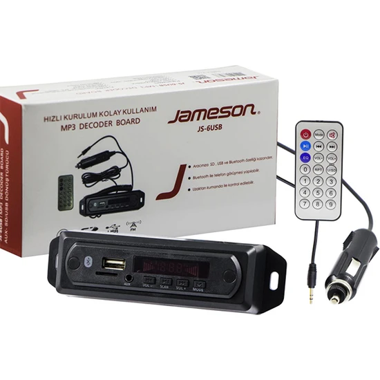melekstore Jameson Js-6usb Mikrofonlu Bluetooth/aux Usb/sd/mmc Kumandalı Oto Teyp Çevirici Dijital Player