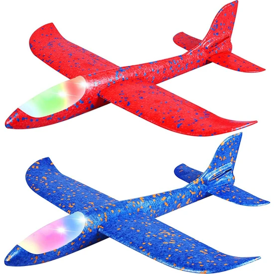 Passing 2 Paket LED Işık Uçak Oyuncakları Fırlatma Köpük Uçak Yanıp Sönen Işıklı Planör Uçak Açık Spor Doğum Günü Partisi Iyilik (Yurt Dışından)