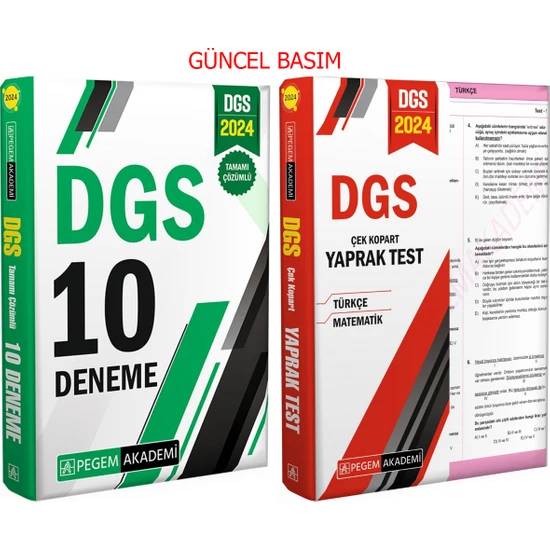 Pegem Akademi Yayıncılık DGS 2024 Yaprak Test ve Tamamı Çözümlü Deneme Full Set Yeni M.