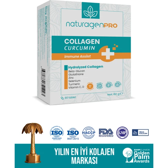 Naturagen Pro Collagen Curcumin(Zerdaçal),,Beta Glukan,vitamin A-b6-b12-c-d3-E.çinko,selenyum 60 Tablet