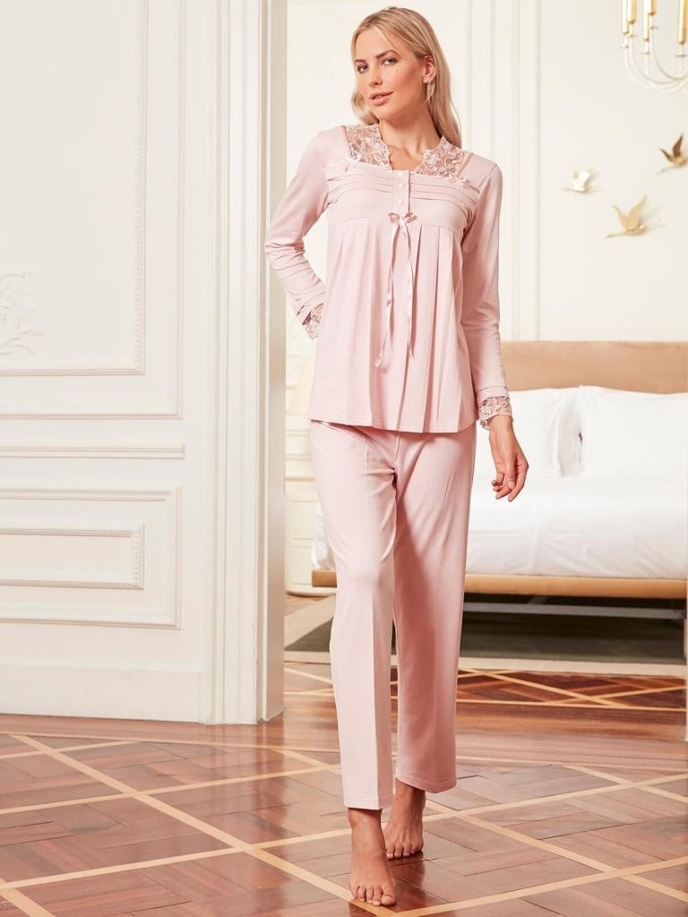 Bone Club 4800 Pudra Hamile Lohusa 3 Lü Pijama Sabahlık Tk görsel 2