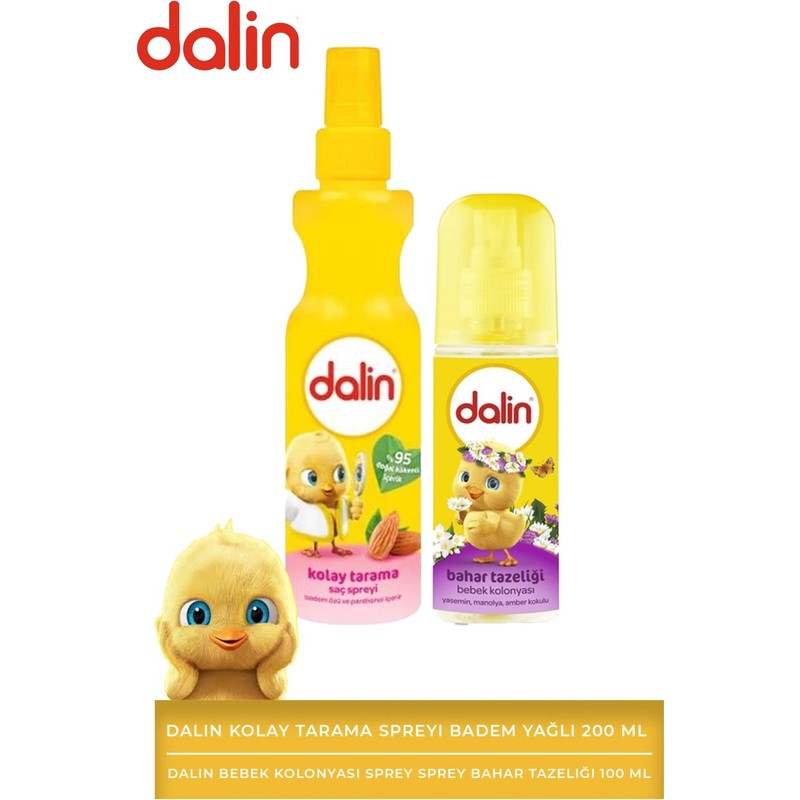 Dalin Kolay Tarama Spreyi Badem Yağlı 200 ml + Dalin Bebek Kolonyası Sprey Sprey Bahar Tazeliği 100 ml
