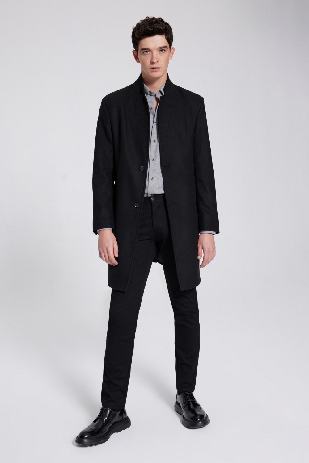 TWN Slim Fit Siyah Palto 1EF088438751M görsel 2