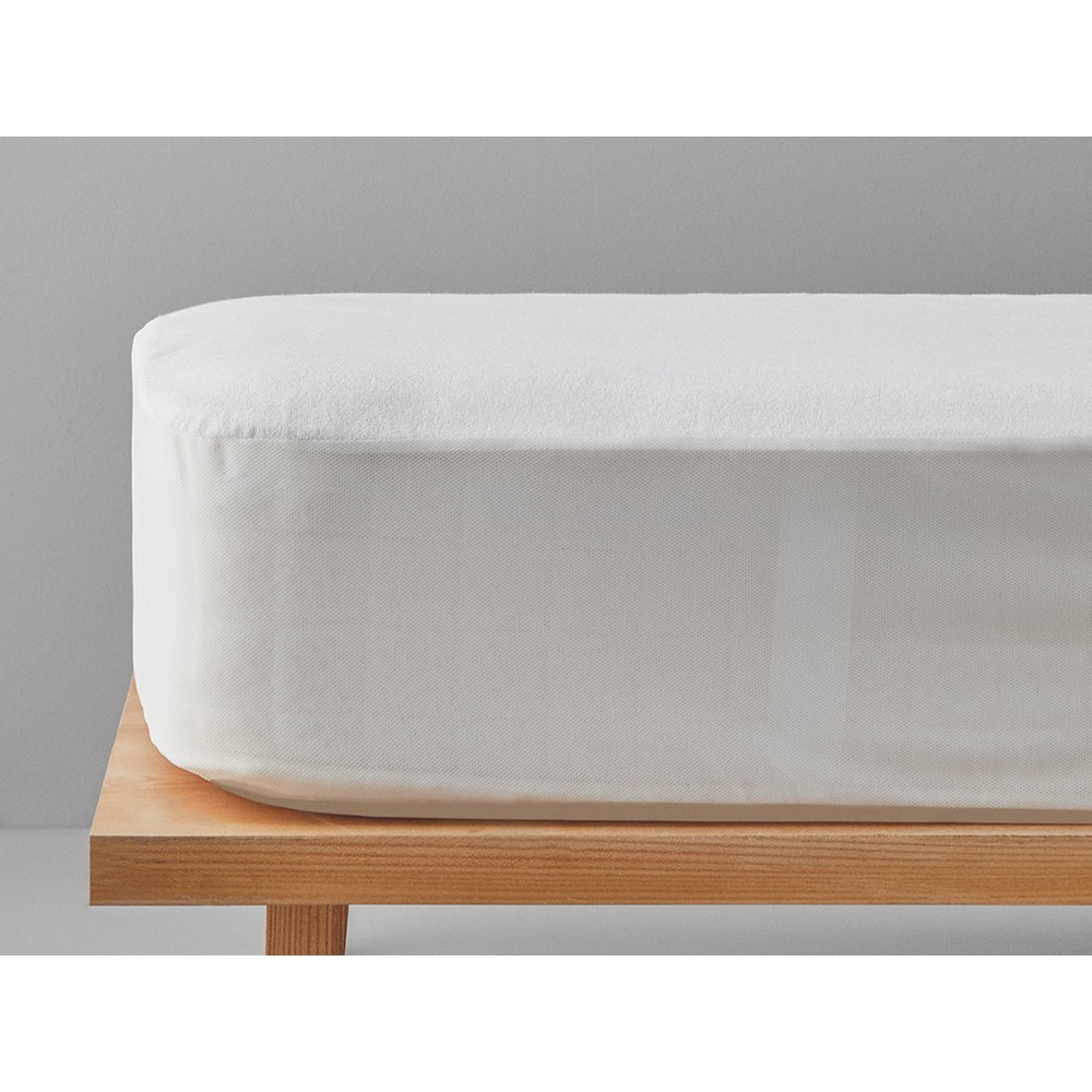 English Home Comfort Pamuklu Sıvı Geçirmez Tek Kişilik Yatak Koruyucu Alez 100x200 + 30 cm Beyaz