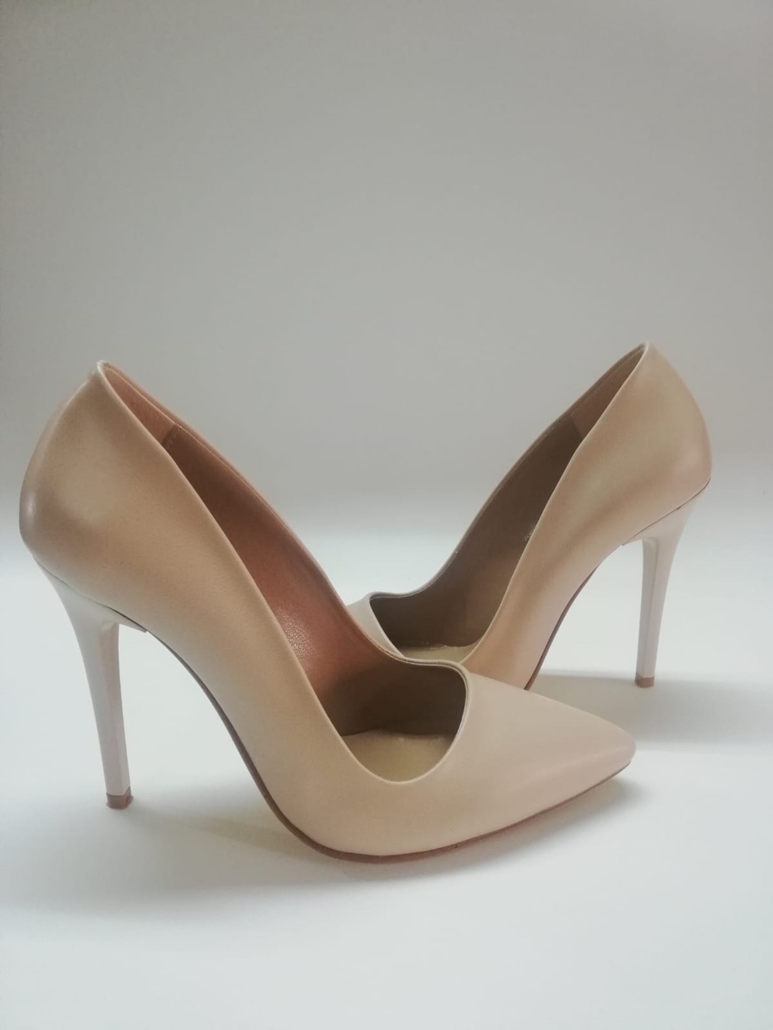 Bereket Kundura 1116 Model Bereket Kundura 11 cm Bej Stiletto Cilt Topuklu Ayakkabı görsel 3