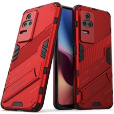 4U Sky Xiaomi Için Redmi K50 PRO/K50 Sabit Pc+Yumuşak Tpu Şok Geçirmez Cep Telefonu Kasası Kickstand Cover-Red (Yurt Dışından)