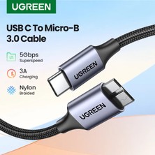 2Guoyang Pvc USB C 0.5 M Ugreen USB C - Mikro B 3.0 Kablosu 5 Gbps 3A Hızlı Veri Senkronizasyon Kablosu Macbook Sabit Disk Disk HDD SSD Durumda USB Tip C Mikro B Kablo (Yurt Dışından)