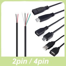 2Guoyang 2pin Mirco Erkek Erkek Kadın 2-Pin 4-Pin Hat Mikro USB 2.0 Tip-C Şarj Kablosu Konektörü Güç Kaynağı Uzatma Kablosu (Yurt Dışından)