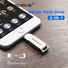 2Guoyang Gümüş 512GB Döndürme USB 3.0 Flash Sürücüsü iPhone Için 2'si 1 Arada Usb-A'dan Yıldırım Arayüzüne Usb3.0 Pendrive Iphone7/8/9/11/12/13 /ıpad (Yurt Dışından)