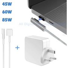 2Guoyang 1,8 M Kablo ile Ab L 45W 2-In-1 Şarj Adaptörü Şarj Kablosu 45W 60W 85W 2 Tip T-Ipucu L-Ipucu Apple Macbook Air Pro Için Dizüstü Bilgisayar Güç Şarj Cihazı Tüm Seriler (Yurt Dışından)