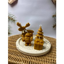 Apicraft Doğal Balmumu Çam Ağacı + Noel Baba +Hediye Paketi +Geyik+ Yuvarlak Sunumluk