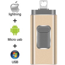 2Guoyang Altın 512GB Pendrive 128GB 3'ü 1 Arada iPhone USB Flash Sürücü Otg 32GB Pendrive 3.0 Cle USB Flash Sürücü 64GB iPhone /android/tablet Pc Için (Yurt Dışından)