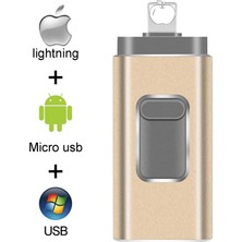 2Guoyang Altın 512GB Pendrive 128GB 3'ü 1 Arada iPhone USB Flash Sürücü Otg 32GB Pendrive 3.0 Cle USB Flash Sürücü 64GB iPhone /android/tablet Pc Için (Yurt Dışından)