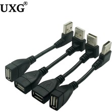 2Guoyang Düz 100 cm 10 cm 20 cm USB 2.0 A Erkek Kadın 90 Açılı Uzatma Adaptör Kablosu Usb2.0 Erkek Kadın Sağ/sol/aşağı/yukarı Siyah Kablo Kablosu (Yurt Dışından)