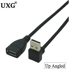 2Guoyang Düz 100 cm 10 cm 20 cm USB 2.0 A Erkek Kadın 90 Açılı Uzatma Adaptör Kablosu Usb2.0 Erkek Kadın Sağ/sol/aşağı/yukarı Siyah Kablo Kablosu (Yurt Dışından)