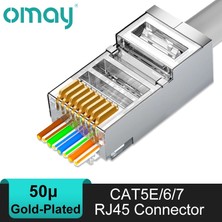 2Guoyang CAT5E Korumasız 100 Adet Omay Cat6/7 Cat5 Geçiş RJ45 Modüler Fiş Ağ Konnektörleri Utp 3/50μ Altın Kaplama 8P8C Ethernet Kablosu Için Sıkma Ucu (Yurt Dışından)