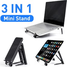 2Guoyang Katlanmış Gri Metal Mini Dizüstü Bilgisayar Tutucu Ayarlanabilir Taşınabilir Telefon Standı Desteği 3in1 Dizüstü Bilgisayar Standı Tutucu Macbook iPhone ipad (Yurt Dışından)