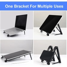 2Guoyang Katlanmış Gri Metal Mini Dizüstü Bilgisayar Tutucu Ayarlanabilir Taşınabilir Telefon Standı Desteği 3in1 Dizüstü Bilgisayar Standı Tutucu Macbook iPhone ipad (Yurt Dışından)