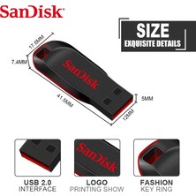 2Guoyang 32GB Sandisk SDCZ50 Mini USB Flash Sürücü 128GB 64GB 32GB 16GB 8gb Pendrive Usb2.0 Flash Sürücü Kalem Sürücü Hafıza Çubuğu Diski (Yurt Dışından)