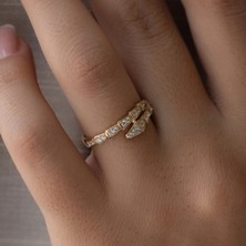 Oroline Jewelry 14 Ayar Yılan Desenli Taşlı Altın Yüzük