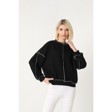 Stilpix Kadın Siyah Oversize Sweatshirt