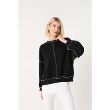 Stilpix Kadın Siyah Oversize Sweatshirt