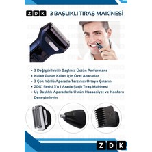 Zdk 3 Başlıklı Saç Sakal Burun Kılı Alma Tıraş Makinesi Multi Fonksiyonel Tıraş Makinesi