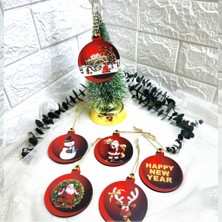 Hayaller Dükkanı Karışık Yılbaşı Ağacı Süsleme Seti 9 cm 6 Adet Ahşap Uv Baskılı Tasarım 3