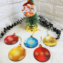 Hayaller Dükkanı Karışık Yılbaşı Ağacı Süsleme Seti 9 cm 6 Adet Ahşap Uv Baskılı Tasarım 4