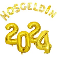 Hayaller Dükkanı 2024 Yılbaşı Süsleme Folo Balon Her Balon 1 Metre Holgeldin Balonları 40 Cö