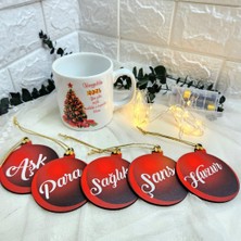 Hayaller Dükkanı Yılbaşı Ağacı Süsüleme Seti Güzel Dilekler ve LED Işık ve Yılbaşı Kupa