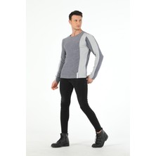 SiFu Tekstil Kol Beden Parçalı Fitil Desen Sıfır Yaka Slim Fit Spor Triko Kazak