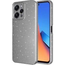 Case 4u Xiaomi Redmi 12 Kılıf Kamera Korumalı Simli Lüks Koton Kapak Gri