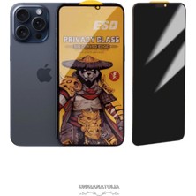 Uniqanatolia iPhone 15 Pro Antı-Statıc 3D Prıvacy Hayalet Toz Tutmayan Kırılmaz Ekran Koruyucu