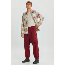 Düğme Detaylı Modern Erkek Şalvar Bordo