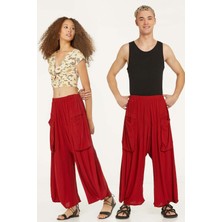 Cep Detaylı Dökümlü Şalvar Kiremit