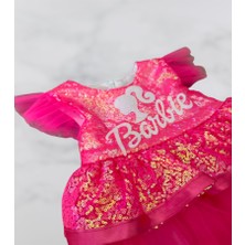 Menta Store Kız Çocuk Pembe Renk Barbie Doğum Günü Parti Özel Gün Elbisesi