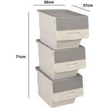 Geseus Motek Tekerlekli Patateslik Soğanlık Oyuncak Kutusu Patateslik Soğanlık Sepeti 3X12LT Beyaz+Gri