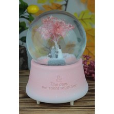 Püskürtmeli Kar Küresi Müzikli Işıklı Sevgili Buluşma Ağaç Altında Model Sevgiliye Hediye