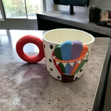 Lilies Atelier Ponsetya Ceramic & Lilies Atelier Renkli Balon Desen Puantiyeli El Yapımı Mug Kupa 375 ml