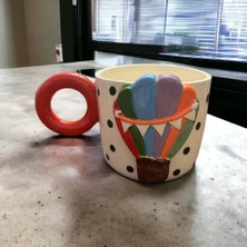 Lilies Atelier Ponsetya Ceramic & Lilies Atelier Renkli Balon Desen Puantiyeli El Yapımı Mug Kupa 375 ml