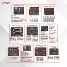 Brio Hareketli Tekerlekli Takım Dolabı Takım Arabası 6 Çekmeceli Kilitli Pro Plus 248 Parça Kırmızı Dolu