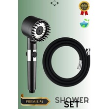 Sardıcı Black Shower Set Basınçlı Filtreli 3 Kademeli Turbo Duş Başlığı 150 cm Duş Hortumu Kendinde