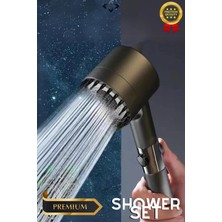 Sardıcı Black Shower Set Basınçlı Filtreli 3 Kademeli Turbo Duş Başlığı 150 cm Duş Hortumu Kendinde