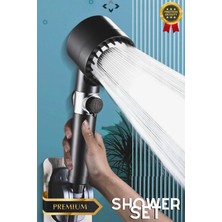 Sardıcı Black Shower Set Basınçlı Filtreli 3 Kademeli Turbo Duş Başlığı 150 cm Duş Hortumu Kendinde