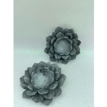 Mor Villa 2'li Dekoratif Tealight Lotus Çiçeği Beton Mumluk